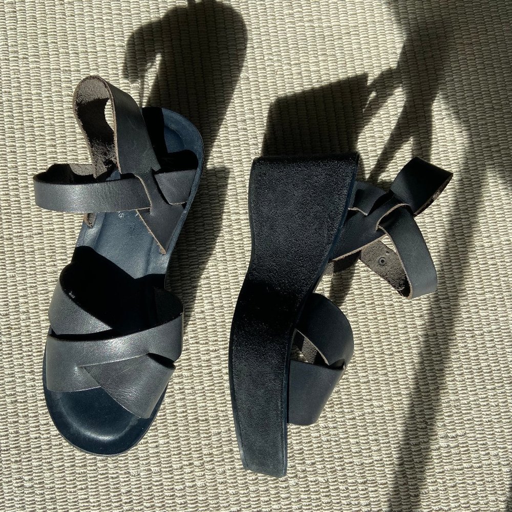 Kork-Ease Navy Wedge Sandals